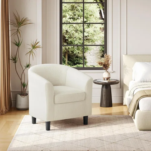 Vista 4 de Yaheetech Silla de Terciopelo Barril, Silla Decorativa Tapizada de Club, Silla Redonda con Cojín Suave para Sala de Estar, Dormitorio, Sala
