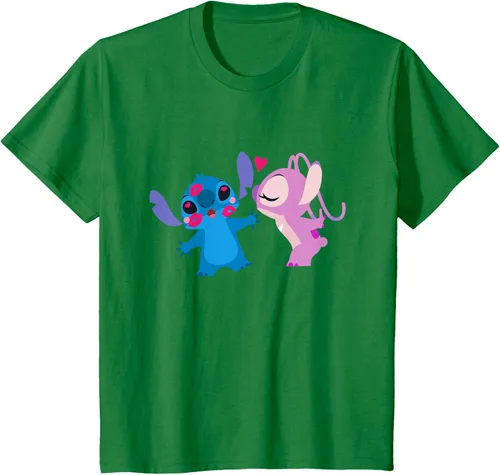 Vista 44 de Disney Stitch and Angel - Camiseta para el día de San Valentín Negro