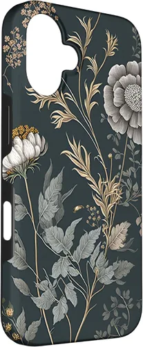 Vista 3 de iPhone 16 Cute Flowers Vintage Botánico Floral Ilustración Case