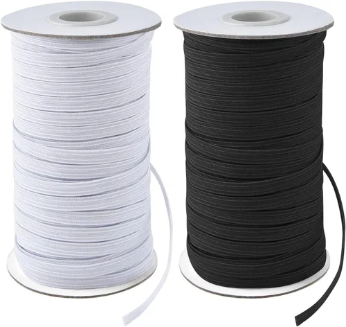 Vista 10 de Coopay Bandas elásticas planas de 40 yardas de largo, 1/2 pulgada de ancho, cuerda elástica plana para coser proyectos de bricolaje, artes y Negro