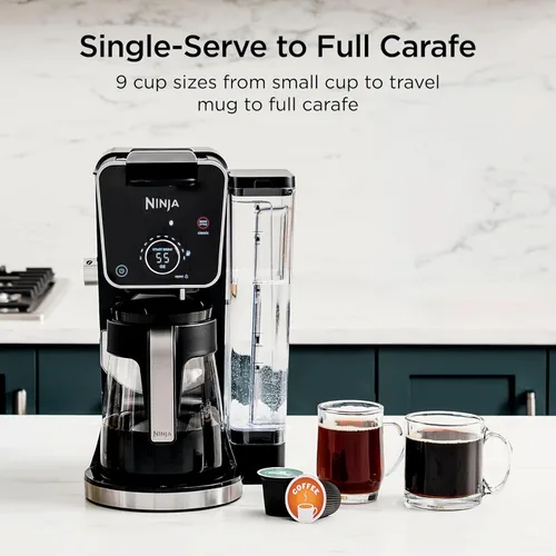 Vista 2 de Ninja Cafetera de goteo con combo K Cup, sistema de café especial DualBrew Pro, máquina de café compatible con cápsulas K-Cup, cafetera de servicio