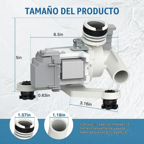 Vista 7 de CrestWave DC97-19289F, PX3516-01 Conjunto de bomba de drenaje de lavadora