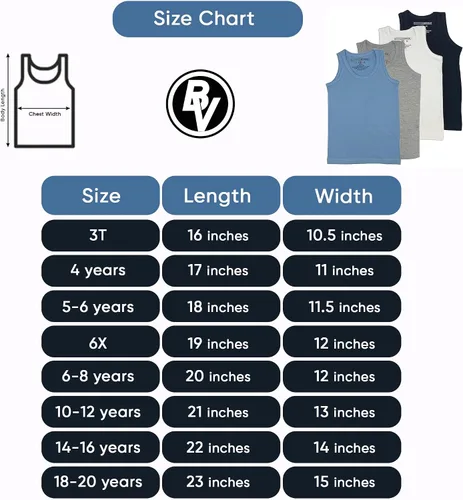 Vista 6 de BROOKLYN VERTICAL Paquete de 4 camisetas sin mangas para niños, algodón sin etiquetas, súper suave