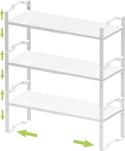 Vista 8 de Jojocross Organizador de gabinete expandible ajustable apilable para especias en la cocina y el baño más, organizador de despensa de despensa