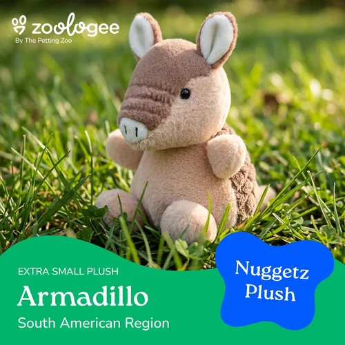 Vista 2 de The Petting Zoo Armadillo - Peluche de animales de peluche, regalos para niños, animales de vida silvestre Nuggetz, juguete de peluche marrón
