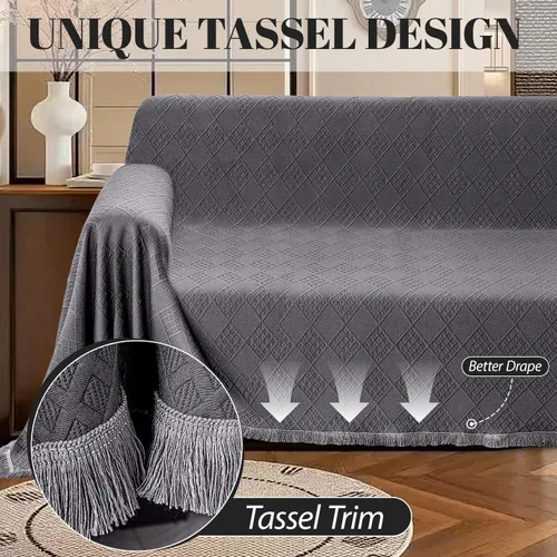 Vista 6 de Fundas Impermeables para Sofá Seccional Funda de Sofá Seccional Forma de L Fundas de Sofá Esquinero Manta para Perros Mascotas Lavable Jacquard Gris