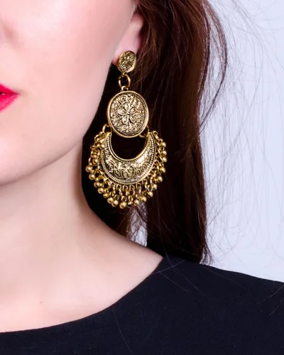 Vista 2 de Pendientes de araña colgantes de plata antigua vintage con cuentas para mujer