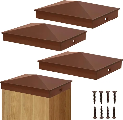 Vista 16 de Azdele Tapas de aluminio piramidal de 4 x 4 para postes nominales de madera de 4 x 4 pulgadas (verdadero 3.5 x 3.5 pulgadas), con superficie