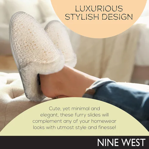 Vista 5 de Nine West Womens Cozy Warm Memory Foam Non Slip Indoor Outdoor Winter House Shoes