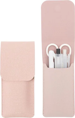 Vista 13 de LHiDS Estuche de cuero para lápices, bolsa para tres fuentes, bolígrafos y bolígrafos rollerball, estuche para lápices pequeño, organizador