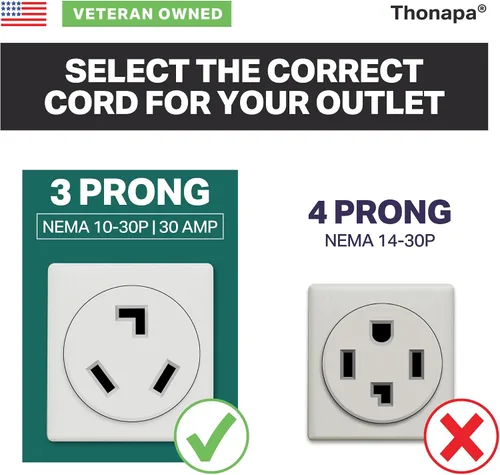 Vista 4 de Thonapa Cable de secadora de 3 clavijas de 4 pies, cable de extensión para electrodomésticos de 30 amperios de 3 clavijas de 4 pies, enchufe NEMA