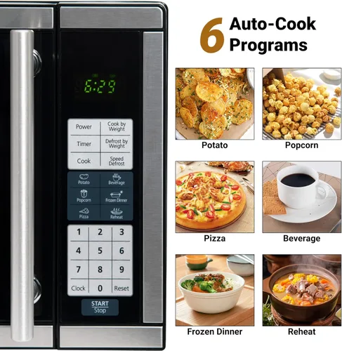 Vista 3 de Microondas pequeñas de 0.7 pies cúbicos compactas de 700 W, 6 menús automáticos con cocina Express de un solo toque, bloqueo para niños