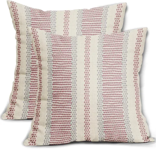 Vista 41 de Juego de 2 fundas de almohada negras y azules con rayas de puntos grises, decorativas para exteriores, estilo boho rústico, para sofá, cama, cojín