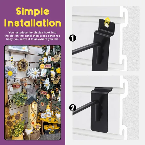 Vista 6 de Swpeet Kit surtido de 20 ganchos de pared resistentes de 2 pulgadas, accesorios Slatwall, ganchos para panel de pizarra, organización de garaje