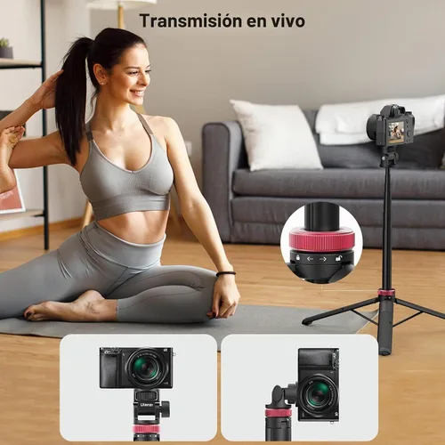 Vista 5 de MT-71 Trípode extensible para selfie stick de 57.48 pulgadas con abrazadera