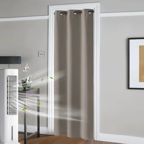 Vista 61 de RYB HOME Cortinas portátiles para puerta con privacidad, cortinas opacas y aislantes térmicas para dormitorio, armario, sala de estar, comedor, Beige