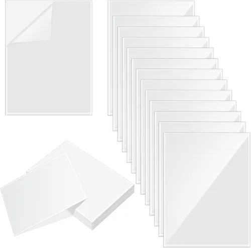 Vista 7 de Gueevin 100 unidades de 2 x 3.5 pulgadas, bolsillos autoadhesivos para exhibición, fundas de papel transparente para pared y puerta, protector