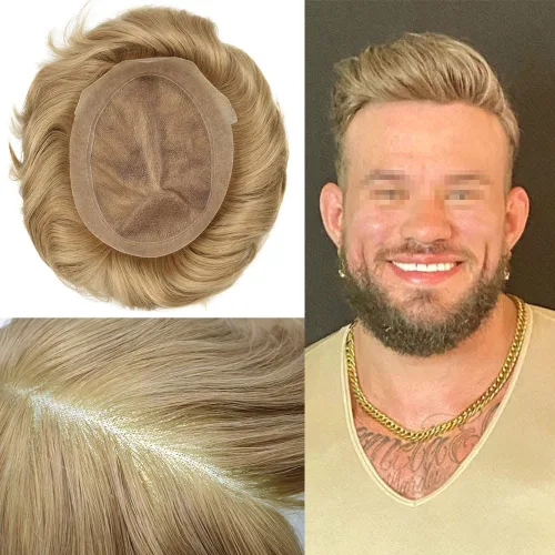 Vista 41 de Toupee For Men Real Human Hair Mens Toupee Hair Replacement System Swiss Lace Toupee For Men Natural Human Hair Piece Mens Toupee6*8"-90% density#2