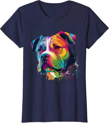 Vista 62 de Colorful American Bulldog American Bully Men Women T-Shirt Asphalt Grey