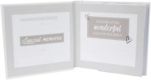 Vista 4 de Happy Homewares Álbum de fotos moderno de nietos blancos con texto dorado con capacidad para 80 fotos de 4 x 6 pulgadas