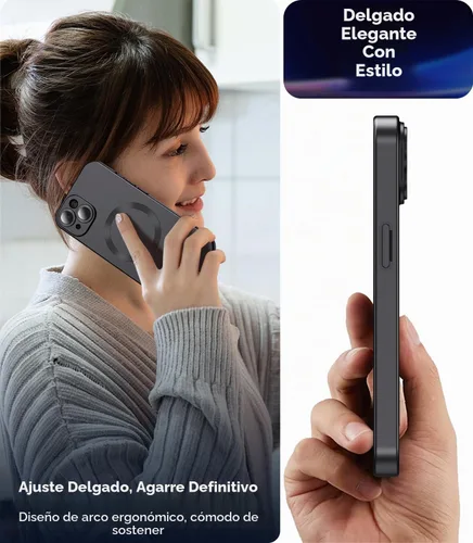 Vista 7 de LEKEVO Funda magnética para iPhone 13 [compatible con MagSafe] [protector de lente de cámara integrado] Funda delgada de silicona suave a prueba
