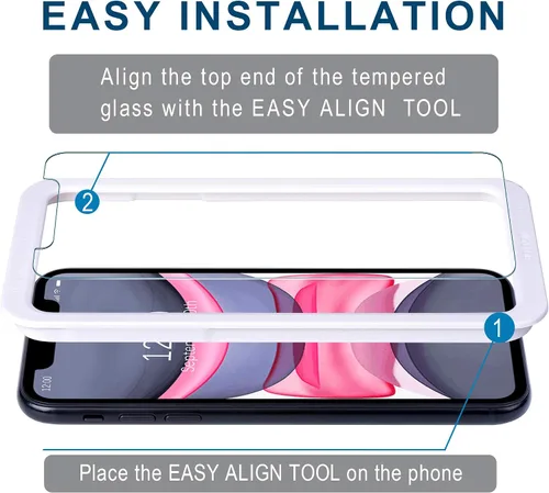 Vista 3 de Arae Protector de pantalla para iPhone Xr/iPhone 11, vidrio templado HD, antiarañazos, funciona con la mayoría de las fundas, 6.1 pulgadas, paquete