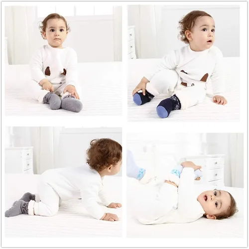 Vista 2 de 3 Pairs Toddler Girl Boy Sherpa-lined Fuzzy Socks Anti Skid with Grips, Baby Girl Boy Christmas Socks Kids Slipper Socks
