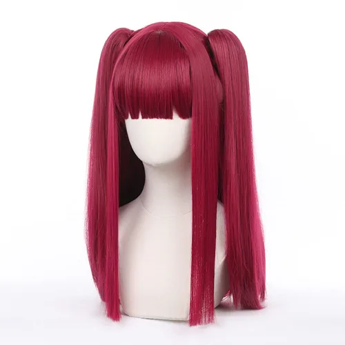 Vista 2 de XiongXiongLe Rizu Kyu - Peluca de cosplay de anime My Dress-Up Darling Rizu Kyu, larga, color rojo vino con disfraz de tigre, pelucas de pelo