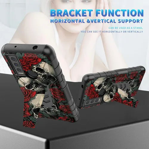 Vista 16 de Funda para AT&T Maestro Max 2021/Cricket Ovation 2 con protector de pantalla de vidrio templado, funda resistente con función atril integrada