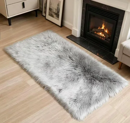 Vista 11 de Alfombra de piel sintética de 2 x 6 pies, color beige, lavable a máquina, súper suave, esponjosa, alfombra de piel de oveja mullida para dormitorio