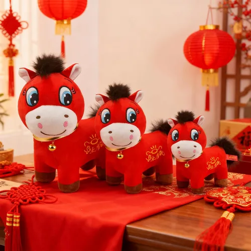 Vista 4 de Peluche de Año Nuevo Chino del Caballo 2026, ideal para decoración del hogar, mascota de recuerdo para adornos de automóvil, hogar, oficina, tienda