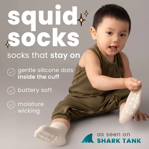 Vista 111 de squid socks Calcetines de viscosa de bambú 0-6M, 6-12M, 12-24M y 2T-3T Calcetines que se mantienen puestos