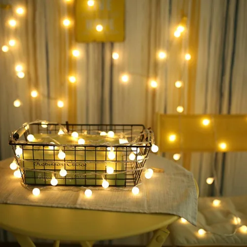 Vista 8 de ZIMINGU - Tira de luces LED con forma de bola, 5.99 m, 40 LED, impermeable, guirnalda de luces de hadas con control remoto, alimentación por USB