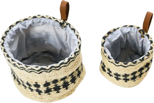 Vista 10 de Main + Mesa Cestas tejidas de yute con forro, negro/crema, juego de 2 tamaños