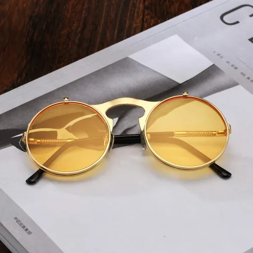 Vista 4 de COASION Gafas de sol redondas vintage para hombres y mujeres, jóvenes, círculo, steampunk, disfraz