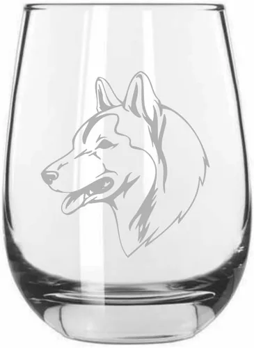 Vista 24 de Shar Pei (chino) - Vaso de vino sin tallo grabado para perro, 15.25 onzas