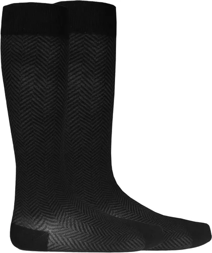Vista 4 de NuVein Calcetines de compresión para hombre de 15-20 mmHg, patrón de cheurón, pantalones de negocios hasta la rodilla, color negro, talla M