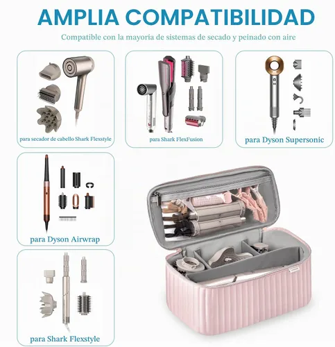 Vista 4 de Lexeeco Secador de pelo Herramientas Bolsa de viaje para Shark Flex Style Rosa