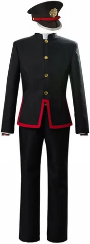Vista 7 de Okazaki Disfraz de cosplay de Hanako Kun, conjunto completo de uniforme escolar, conjunto completo de Halloween con sombrero Hanako(con capa)