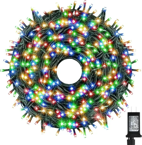 Vista 14 de XUNXMAS Luces de Navidad con 300 luces LED de 108 pies que cambian de color con blanco cálido y multicolor, 11 modos, impermeable, conectable, tira
