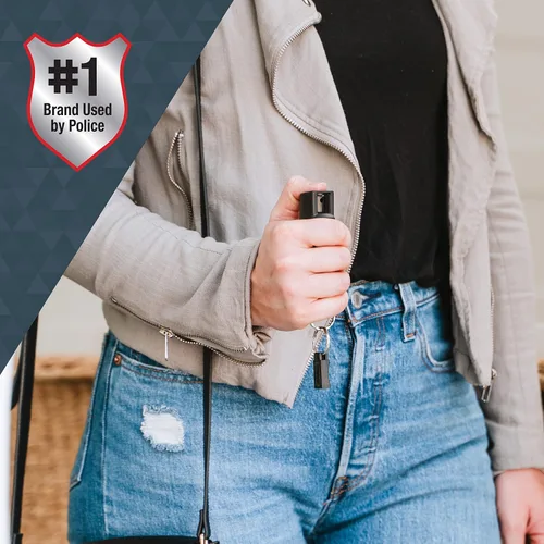 Vista 4 de SABRE Pepper Spray - Quick Release Keychain for Easy Carry & Fast Access, Max Police Strength Self Defense OC Spray with UV Dye, 10 Sec. Spray Time