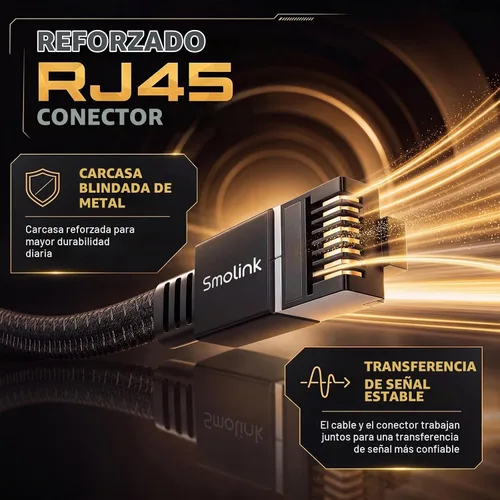 Vista 3 de Cable Ethernet Smolink de 1.5 pies, cable de red de alta velocidad Cat 8 de 40 Gbps, 2000 MHz, cable LAN SFTP RJ45 blindado de alta resistencia