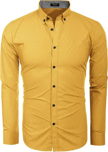 Vista 2 de Coofandy Camisa de vestir de negocios para hombre de manga larga casual ajustada con botones