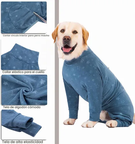 Vista 4 de Abrigos para perros, overol de otoño e invierno para perros grandes y medianos, traje de recuperación más cálido, overol de forro polar para perro