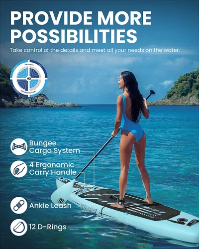 Vista 6 de [Usado] Inflatable Stand Up Paddle Board with Premium SUP Accessories & Camera Mount, Inflatable Ultra-Light (17.3lbs) Paddle Board for Adults &