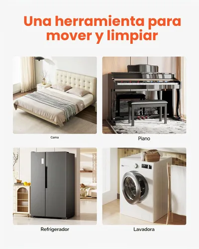 Vista 6 de VEVOR Carretilla para muebles, mudanzas de muebles resistentes con 5 ruedas de rotación de 360°, panel de acero al carbono, juego de herramientas