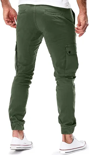 Vista 2 de SUTIL Pantalones deportivos chinos para hombre, pantalones cargo para senderismo, recreación al aire libre, pantalones de sarga para fitness