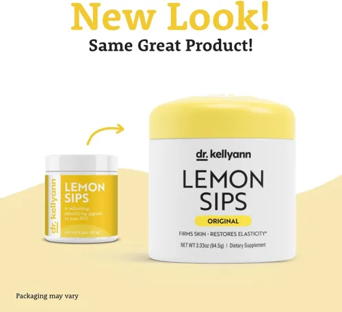Vista 2 de Dr. Kellyann Lemon Sips, Mezcla para bebida cítrica (21 porciones) Rehidrata, Desintoxica, Revitaliza, Sin azúcar, Sin grasa, Sin OMG, Hidrata