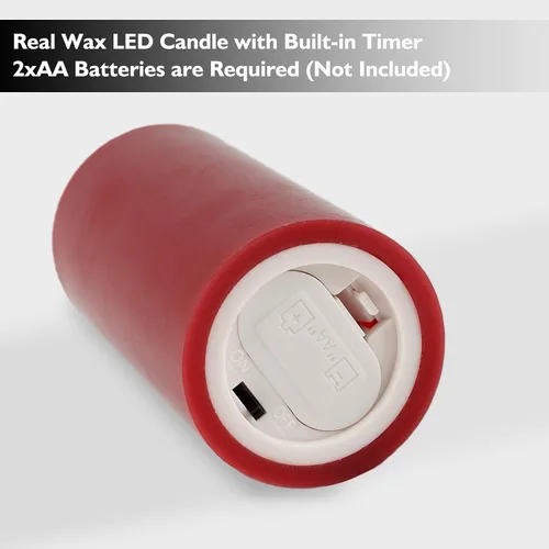 Vista 10 de Rhytsing Centros de mesa de Navidad, farol decorativo de 10 pulgadas de alto con cera real, vela LED roja sin llama y anillo de vela de cedro