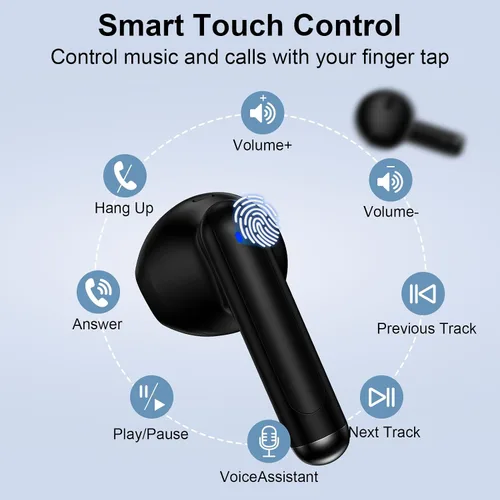 Vista 5 de Auriculares inalámbricos Bluetooth, auriculares con graves profundos, tiempo de reproducción de 60 horas de duración, pantalla de alimentación LED